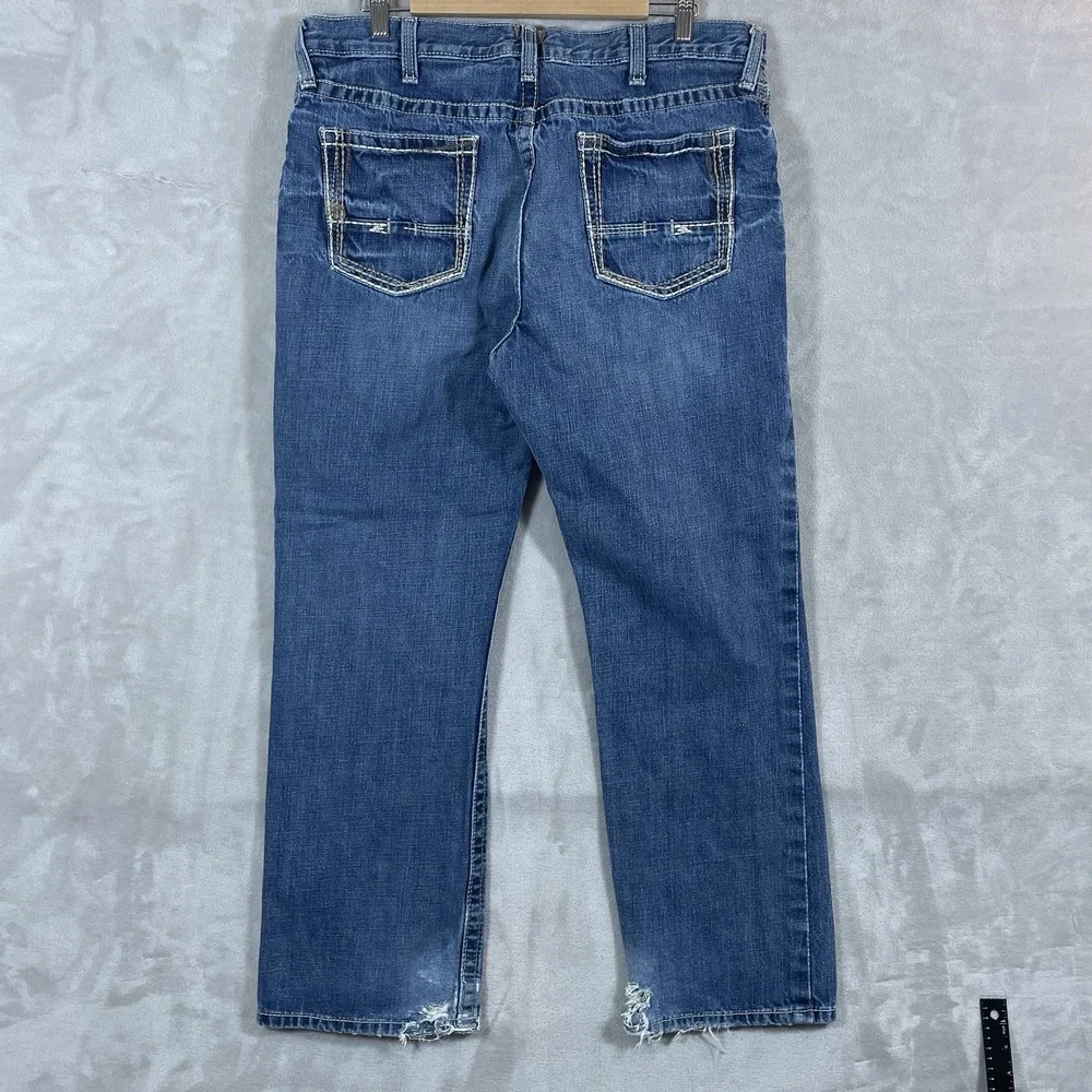 Ariat Jeans Mens 36x30 Blue M4 Bootcut Boundary Low Rise Western Distressed Work